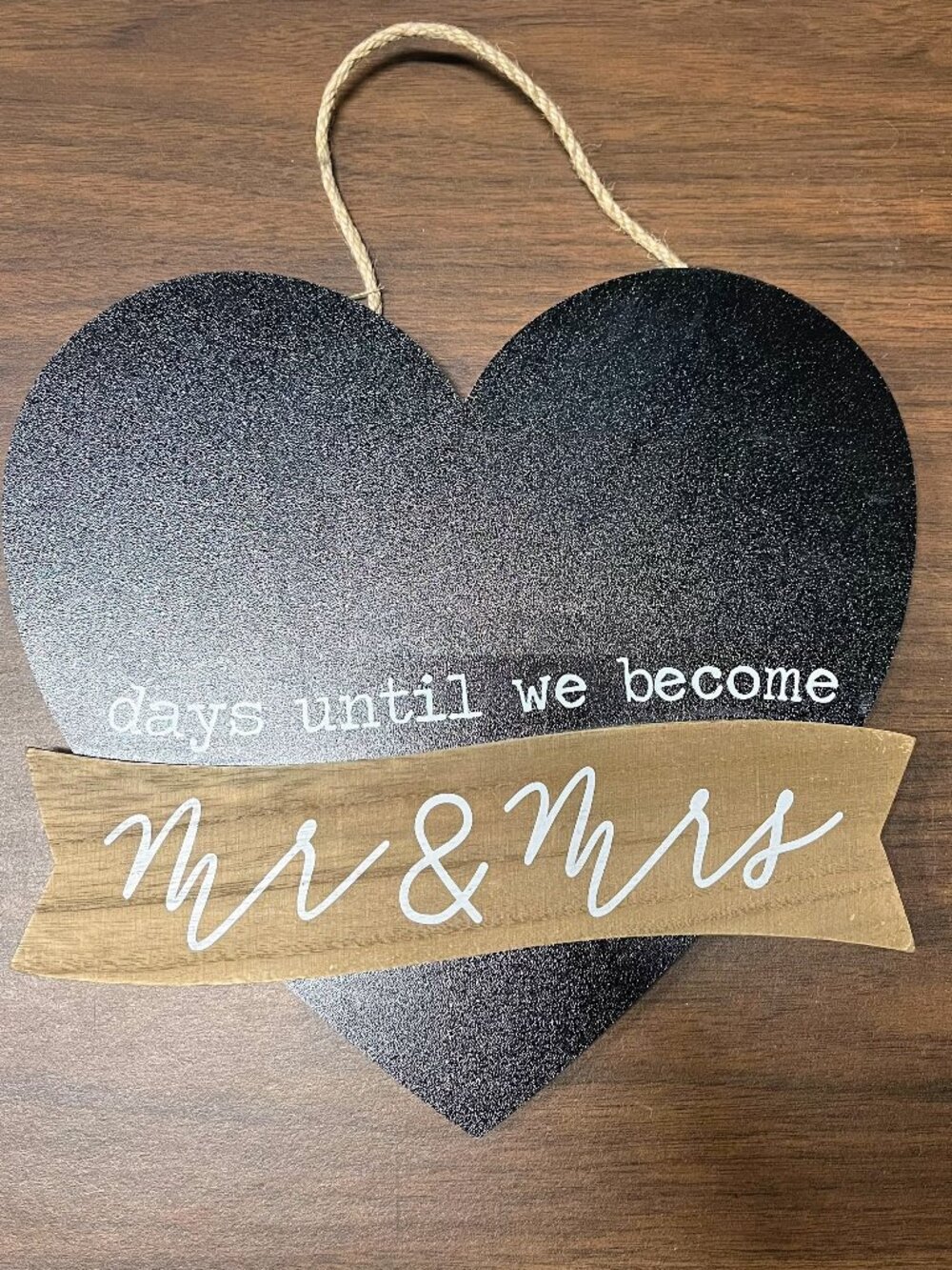 Studio His & Hers Mr & Mrs Wedding Countdown Chalkboard Heart Sign